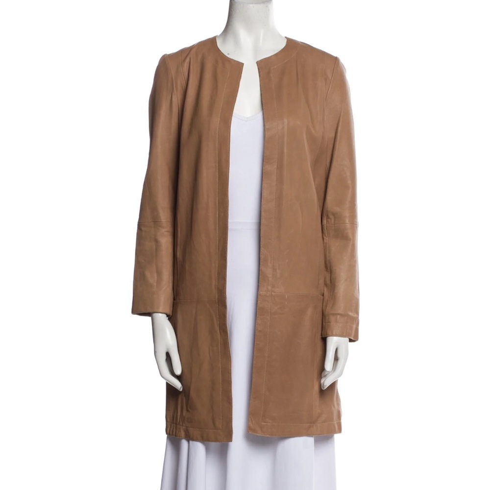 Vince Women's Tan Leather Jacket Duster - 8
